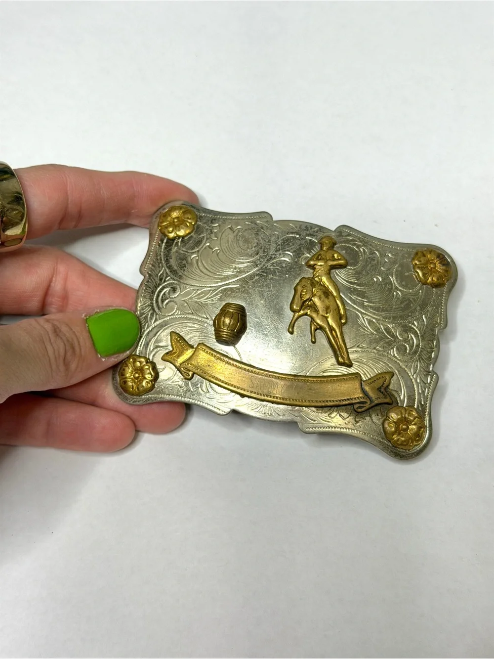 Western Rodeo Buckle - Gold & Silver Two-Tone “Sammy”